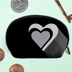 Heart Love Black And White Symbol Accessory Pouches (large)  by Celenk