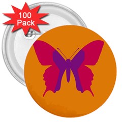 Butterfly Wings Insect Nature 3  Buttons (100 Pack)  by Celenk