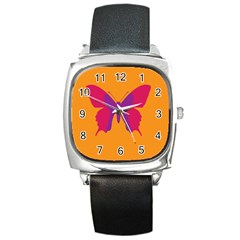 Butterfly Wings Insect Nature Square Metal Watch by Celenk