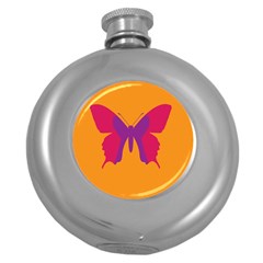 Butterfly Wings Insect Nature Round Hip Flask (5 Oz) by Celenk