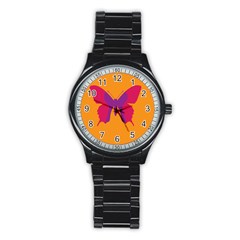 Butterfly Wings Insect Nature Stainless Steel Round Watch by Celenk