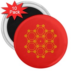 Pentagon Cells Chemistry Yellow 3  Magnets (10 Pack)  by Celenk