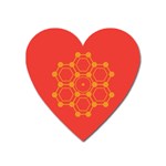 Pentagon Cells Chemistry Yellow Heart Magnet Front