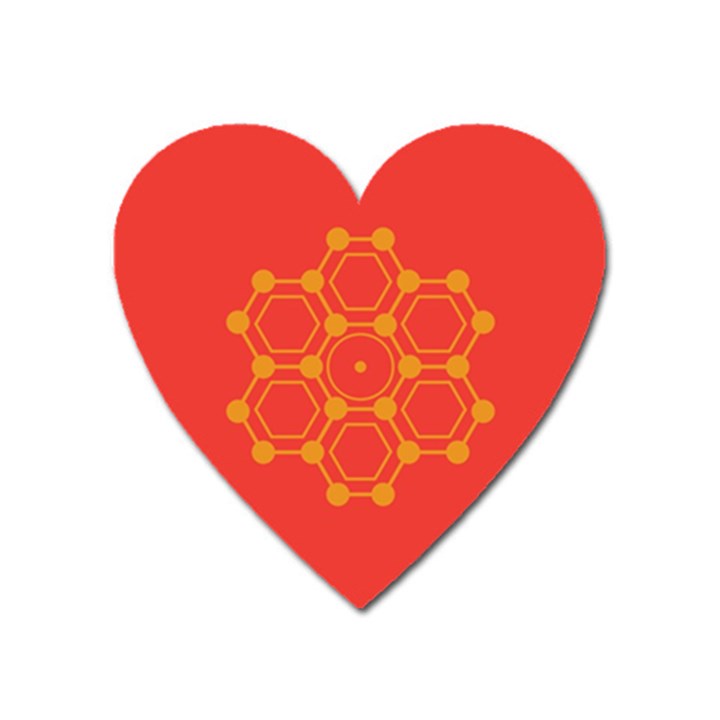 Pentagon Cells Chemistry Yellow Heart Magnet