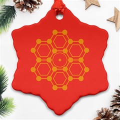 Pentagon Cells Chemistry Yellow Snowflake Ornament (two Sides) by Celenk