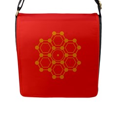 Pentagon Cells Chemistry Yellow Flap Messenger Bag (l)  by Celenk