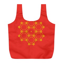 Pentagon Cells Chemistry Yellow Full Print Recycle Bags (l)  by Celenk