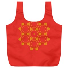 Pentagon Cells Chemistry Yellow Full Print Recycle Bags (l)  by Celenk