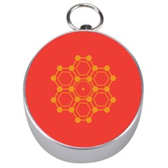 Pentagon Cells Chemistry Yellow Silver Compasses by Celenk