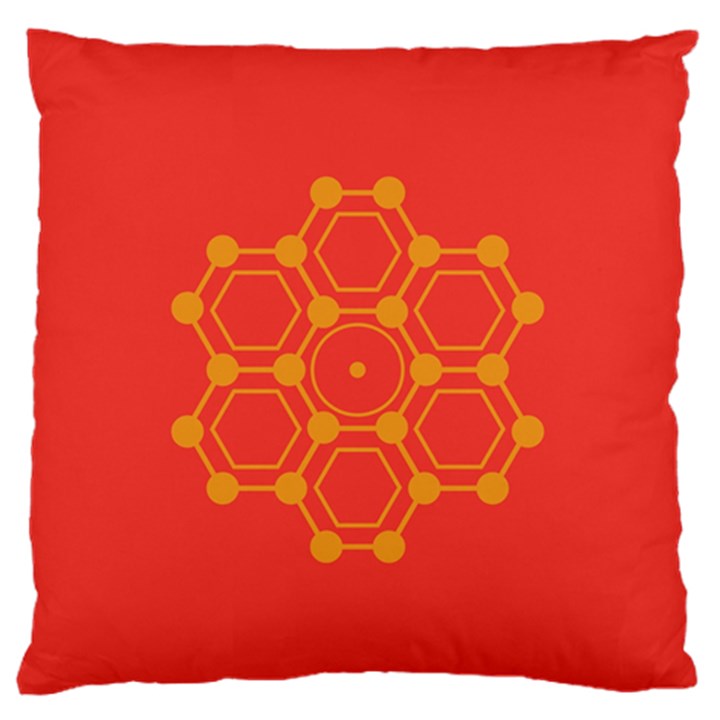 Pentagon Cells Chemistry Yellow Large Flano Cushion Case (One Side)