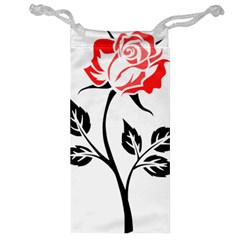 Flower Rose Contour Outlines Black Jewelry Bag by Celenk