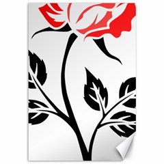 Flower Rose Contour Outlines Black Canvas 12  X 18   by Celenk