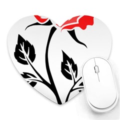 Flower Rose Contour Outlines Black Heart Mousepads by Celenk