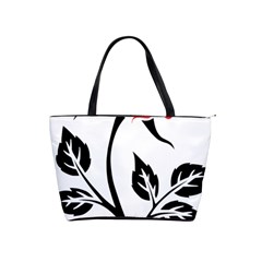 Flower Rose Contour Outlines Black Shoulder Handbags by Celenk