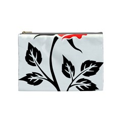 Flower Rose Contour Outlines Black Cosmetic Bag (medium) 