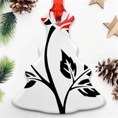 Flower Rose Contour Outlines Black Christmas Tree Ornament (two Sides) by Celenk