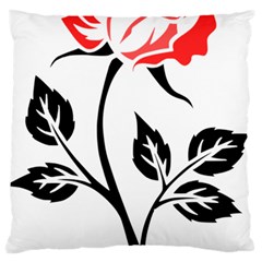 Flower Rose Contour Outlines Black Large Flano Cushion Case (two Sides) by Celenk