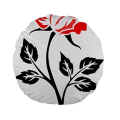 Flower Rose Contour Outlines Black Standard 15  Premium Flano Round Cushions by Celenk