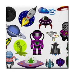 Space Clip Art Aliens Space Craft Tile Coasters by Celenk