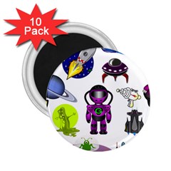 Space Clip Art Aliens Space Craft 2 25  Magnets (10 Pack)  by Celenk