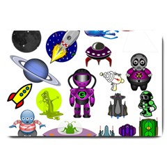 Space Clip Art Aliens Space Craft Large Doormat  by Celenk