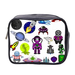 Space Clip Art Aliens Space Craft Mini Toiletries Bag 2-side by Celenk