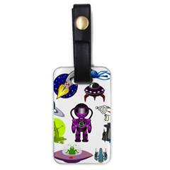 Space Clip Art Aliens Space Craft Luggage Tags (one Side)  by Celenk