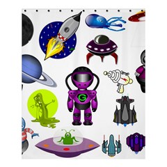 Space Clip Art Aliens Space Craft Shower Curtain 60  X 72  (medium)  by Celenk