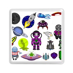 Space Clip Art Aliens Space Craft Memory Card Reader (square)  by Celenk