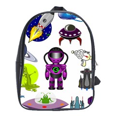 Space Clip Art Aliens Space Craft School Bag (xl) by Celenk