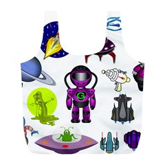 Space Clip Art Aliens Space Craft Full Print Recycle Bags (l)  by Celenk