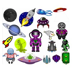 Space Clip Art Aliens Space Craft Double Sided Flano Blanket (small)  by Celenk