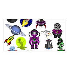 Space Clip Art Aliens Space Craft Satin Shawl by Celenk