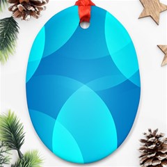 Abstract Blue Wallpaper Wave Oval Ornament (two Sides) by Celenk