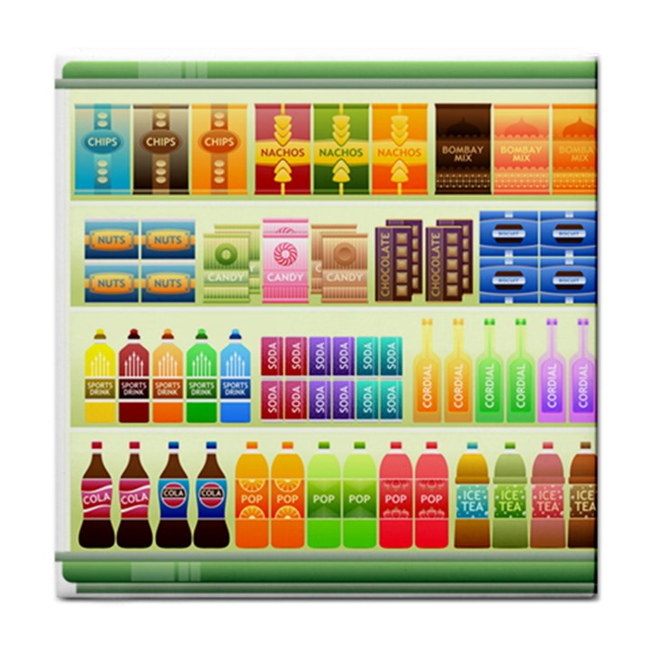 Supermarket Shelf Products Snacks Tile Coasters