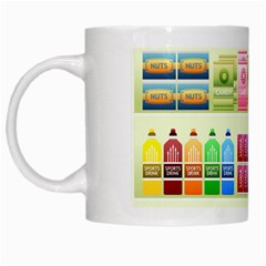 Supermarket Shelf Products Snacks White Mugs by Celenk