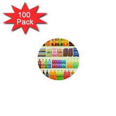 Supermarket Shelf Products Snacks 1  Mini Buttons (100 Pack)  by Celenk