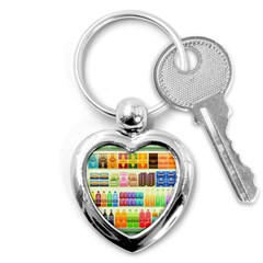 Supermarket Shelf Products Snacks Key Chains (heart)  by Celenk