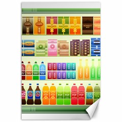 Supermarket Shelf Products Snacks Canvas 24  X 36  by Celenk