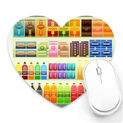 Supermarket Shelf Products Snacks Heart Mousepads by Celenk