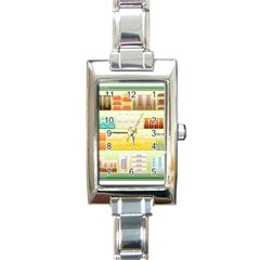 Supermarket Shelf Coffee Tea Grains Rectangle Italian Charm Watch by Celenk