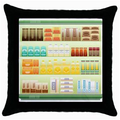 Supermarket Shelf Coffee Tea Grains Throw Pillow Case (black) by Celenk