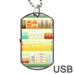 Supermarket Shelf Coffee Tea Grains Dog Tag Usb Flash (one Side) by Celenk