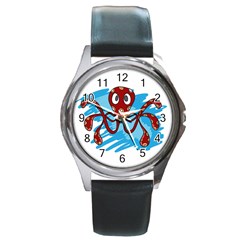 Octopus Sea Ocean Cartoon Animal Round Metal Watch