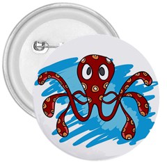 Octopus Sea Ocean Cartoon Animal 3  Buttons by Celenk