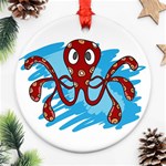 Octopus Sea Ocean Cartoon Animal Ornament (Round) Front