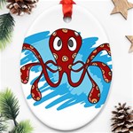 Octopus Sea Ocean Cartoon Animal Ornament (Oval) Front