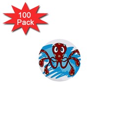 Octopus Sea Ocean Cartoon Animal 1  Mini Buttons (100 pack) 