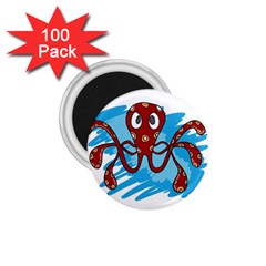 Octopus Sea Ocean Cartoon Animal 1.75  Magnets (100 pack) 