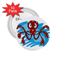 Octopus Sea Ocean Cartoon Animal 2.25  Buttons (10 pack) 